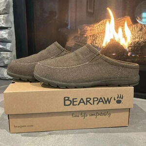 BEARPAW Azalea slippers,wool upper/lined sheepskin footbed rubbersole treated